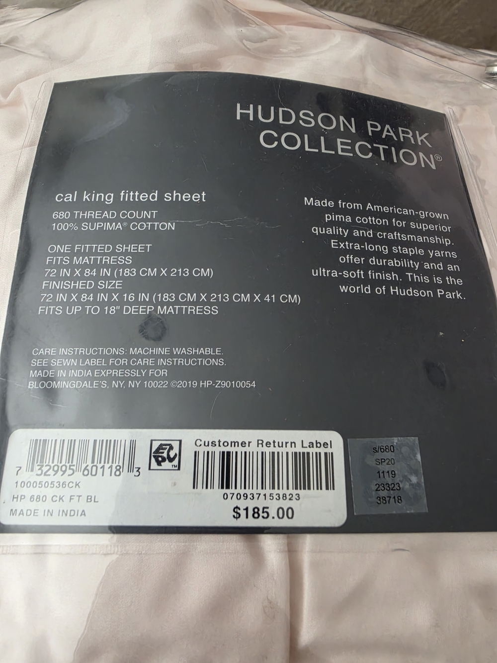 Hudson Park Collection Cal King Fitted Sheet - Blush Pink